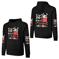 Men And Women Cotton Solid Color Hooded Sweatshirt Hot Cocoa And Christmas Movies Hot Chocolate