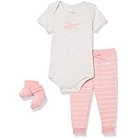 Reebok baby-girls 2-piece Short Sleeve Onesie Bodysuit + Pajama Pants With Gift
