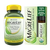 MigreLief Migraine Combo for Adults and Teens - Daily Supplement and Essential Oils Roll-On