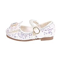 Girls Sandals with Back Strap Girls Flat Soled Shoe Dress Shoes Rhinestone Bows Low Heel Princess Flower Wedding on Kids