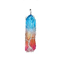 7 Chakra Gemstone Tree of Life Silver Copper Wire Wrap Healing Pendant Natural Quartz Crystal Necklace for Women and Girls