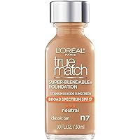 L'Oreal Paris Makeup True Match Super-Blendable Liquid Foundation, Classic Tan N7, 1 Fl Oz,1 Count
