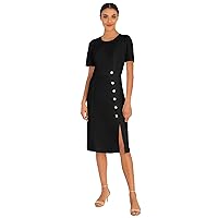 Maggy London Women's Jewel Neck Midi with Button Detail