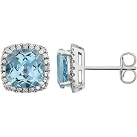 14k White Gold Sky Blue Topaz Sky Blue Topaz and .06 Dwt Diamond Earrings Jewelry for Women