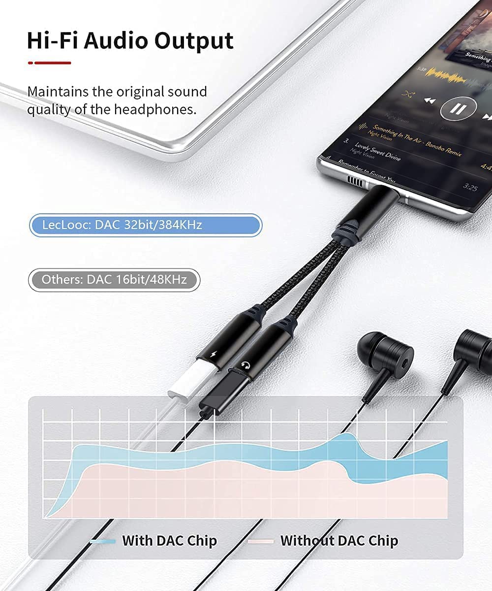 USB C Splitter, Dual USB C Headphone and Charger Adapter Support HiFi Music Call 60W Charge for Galaxy S23 S22 S21 Ultra S20Ultra Note 20 10 Ultra, Pixel 7 6 Pro 5 4XL 3 2 XL , iPad/MacBook Pro/Air