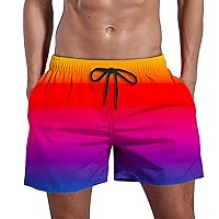 Man Gradient Loose Fit Shorts Shorts for Man Beach Hawaiian Ruched Tropical Straight Leg Summer Fall Shorts 2024