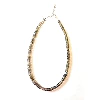 Labradorite Necklace With Sterling Silver Clasp, Tyre/Wheel Shape, Labradorite Necklace, Silver Jewelry, Adjustable Necklace, Length 16+2 Inch