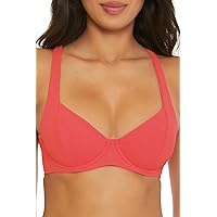 BECCA Women's Standard Modern Edge Underwire Bikini Top, Adjustable, Tie Back, Swimwear Separates