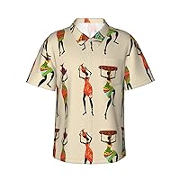 Alpaca Flower Pattern Hawaiian Shirt for Men,Summer Beach Casual Short Sleeve Button Down Shirts-