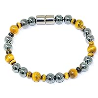 HIGHPOWER Magnetic Hematite/Tiger’s Eye Bracelet for Natural Pain Relief and Weight Loss (8.25 inch)