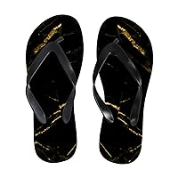 Vantaso Slim Flip Flops for Women Golden Vein Black Marble Yoga Mat Thong Sandals Casual Slippers