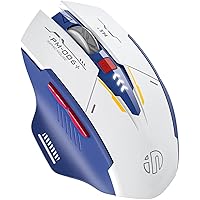 Wireless Mouse, Rechargeable Ergonomic Silent Mice with 2.4G USB Receiver Mecha Style Mouse Wireless for Laptop Computer Mac MacBook, Blue & White