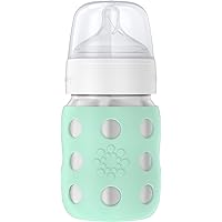 Lifefactory 8-Ounce Stainless-Steel Vacuum-Insulated Wide-Neck Baby Bottle with Stage 2 Nipple (3-6 Months) Mint, LS2211WMI4