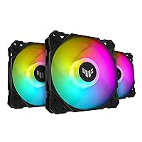 ASUS TUF Gaming TF120 ARGB Chassis Fan 3 Pack 3Pin Customizable LEDs, Advanced Fluid Dynamic Bearing, 120mm PWM Control, Anti-Vibration Pads, Double-Layer LED Array for Computer Case & Liquid Radiator