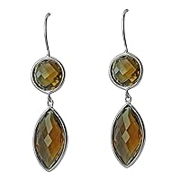 Cognac Quartz Marquise Shape Gemstone Jewelry 10K, 14K, 18K White Gold Drop Dangle Earrings For Women/Girls