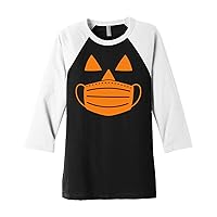 Jack O' Lantern Pumpkin with Mask Halloween Costume Unisex Raglan T-Shirt