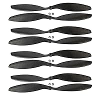 QWinOut 3k Carbon Fiber Propeller Cw CCW 8045 8047 9047 1045 1047 1147 1238 1245 1447 1555 CF Props for RC Quadcopter Hexacopter Multi Rotor UFO (4 Pairs,1245)