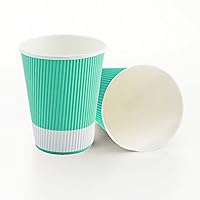 Restaurantware 12 Ounce Disposable Coffee Cups 500 Ripple Wall Hot Cups For Coffee - Lids Sold Separately Rolled Rim Light Green Paper Insulated Coffee Cups For Hot Coffee Tea And More