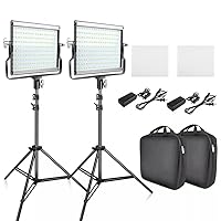 CHCDP LED Video Light Kit Dimmable 3200K-5600K 15W CRI 95 Studio Photo Lamps Metal Panel with Tripod