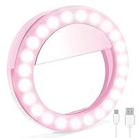 Selfie Ring Light,Universal Phone Selfie Ring Light,Portable LED Selfie Light Ring Lights for Android/iPhone, LED Ring Light, Rechargeable Brightness Portable Selfie Light Ring (Pink)