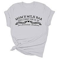 XJYIOEWT Long Sleeve Shirts for Women Cotton Stretch Mom's Milk Bar T Shirt Mom Life Gift Shirt Breastfeeding Mama Shir