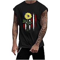 American Flag Tank Tops for Men USA Graphic TankJersey Tanks Shirts 4th of July Sunflower Vest Patriotic Athletic Undershirts
