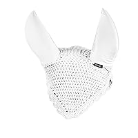 HORZE Supreme Silent Crochet Ear Bonnet | Sound Dampening Fly Protection for Sensitive Horses - White - Pony
