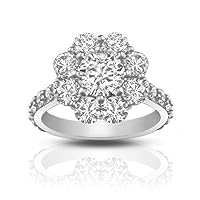 2.90 ct Round Cut Diamond Cluster Engagement Ring in Platinum