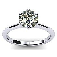 Ring for Women (Round Cut, VVS1, Near White, Moissanite, Solitaire, Silver Plated, Size 7)