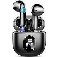 Wireless Earbud Bluetooth 5.3 Headphones 50H Playtime Stereo Bass Ear Buds, in-Ear Earphones with 4 ENC Mic LED Display Noise Cancelling Earbud, Bluetooth Earbud IP7 Waterproof Sport for Android iOS
