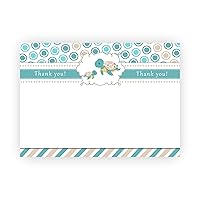30 Blank Thank You Cards Turtle Under The Sea Design Baby Shower Party Unisex Teal Grey + 30 White Envelopes