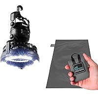 Odoland Bundle - 2 Items Portable LED Camping Lantern with Ceiling Fan and 43.3