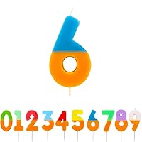 Talking Tables Orange and Blue Number 6 Candle for Cakes | Colourful Birthday Cake Topper Decorations for Kids Party, Boys 6th, 16th, 60th, Girls, Anniversary, Milestone, 3inches
