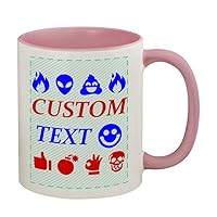 Custom Printed 11oz Ceramic Colored Inside and Handle Coffee Mug Cup CP07, Pink