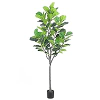 Tall Faux Fiddle Leaf Fig Tree，8ft(96in) Potted Artificial Fiddle Leaf Fig Tree, Fake Fiddle Leaf Tree Indoor Outdoor with Realistic Texture for Home Office Living Room Bedroom Floor Decor.