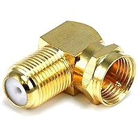 Monoprice F Type Right Angle Female to Male Adapter, Gold Plated