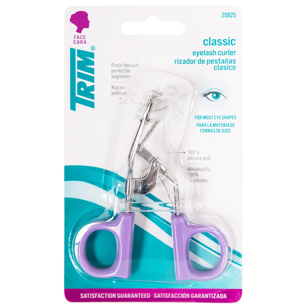 TRIM Professional Eyelash Curler, Makeup Tool with 100% Silicone Cushioned Curler Pad, Creates Eye-Opening & Lifted Lashes, Pinch Free Curl