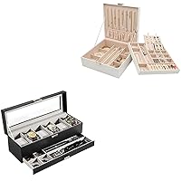 Jewelry Box Bundle with 6 Slots Watch Box with Drawer