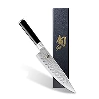 Shun Cutlery Classic Hollow Ground Chef's Knife 8”, Ideal for All-Around Food Preparation, Authentic, Handcrafted Japanese Knife, Professional Chef Knife,Brown