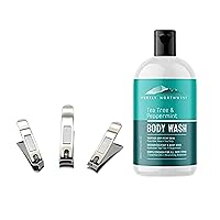 Purely Northwest Tea Tree and Peppermint Body wash Bundled with Surgical Stainless Steel Clipper set