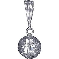 Sterling Silver Basketball Ball Charm Pendant Necklace with Diamond Cut Finish
