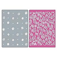 Sizzix 656798 Textured Impressions Embossing Folders 2-Pack, Dots, Flowers & Swirly Vine Set by Dena Designs