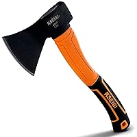 Wood Axe, Small Outdoor Camp Hatchet for Splitting and Kindling Wood, Forged Steel Blade with Anti-Slip and Shock Reduction Handle Great Throwing Axes and Hatchets (Modern)