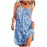 Women's Casual Dress Camisole Printed Sleeveless Backless Mini Dress Beach Dress Summer Sundress Daily Wear Streetwear(7-Blue,8) 0635