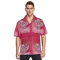 ALAZA Mens Valentines Day with Pink Hearts Quick Dry Hawaiian Shirt