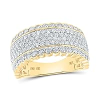 The Diamond Deal 10kt Yellow Gold Mens Round Diamond Pave Band Ring 2-1/2 Cttw