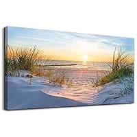 Wall Decorations For Living Room Large Canvas Wall Art For Bedroom Modern Fashion Office Wall Decor Pictures Wall Artwork Blue Sun Beach Grass Ocean Landscape Paintings Canvas Art Prints Home Decor