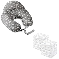 Yoofoss 10 Pack Muslin Baby Washcloths 100% Cotton & Plus Size Ergonomic Breastfeeding Pillows