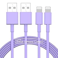 2pack 10ft iPhone Charger, [Apple MFi Certified] Long iPhone Charger Cord 10 ft, Apple Lightning to USB Cable, 10 Foot Fast Charging Cords for iPhone Charger 14/13/12/11/13 Pro/13 Max/X/XS/XR,Purple
