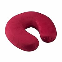 AliceInter U Shaped Slow Rebound Memory Foam Travel Neck Pillow for Office Flight Traveling Cotton Soft Pillows (Red)